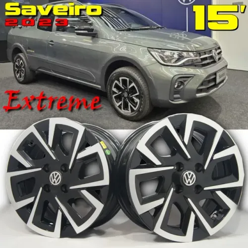 Roda aro 15 Volkswagen saveiro extreme preta com diamantado 4x100