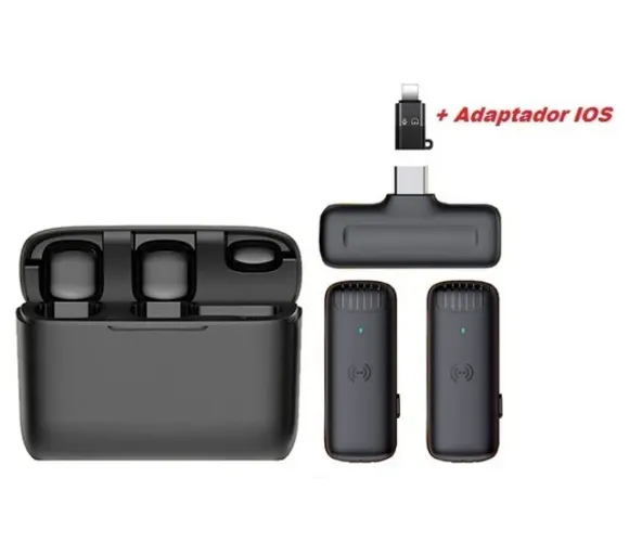 Microfone de Lapela Dupla Sem Fio - Serve para Android e Iphone