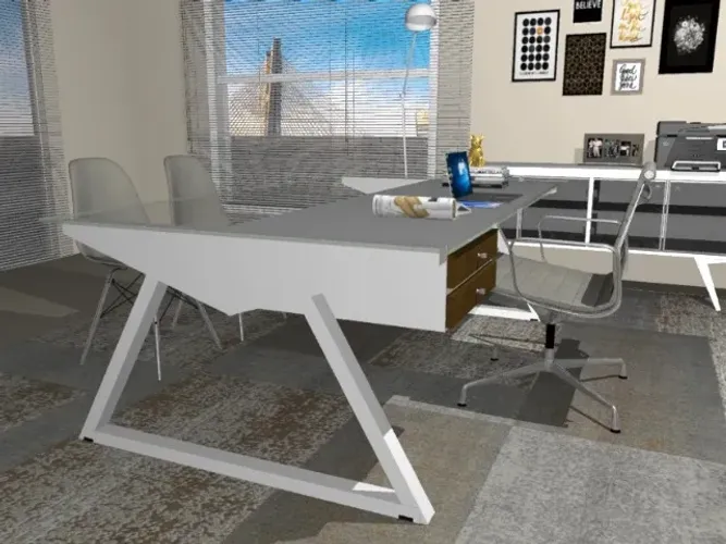 Mesa Office Santoro Delluxe. Em Madeira Maciça L174CM X P80cm x A74CM. 2 Gavetas