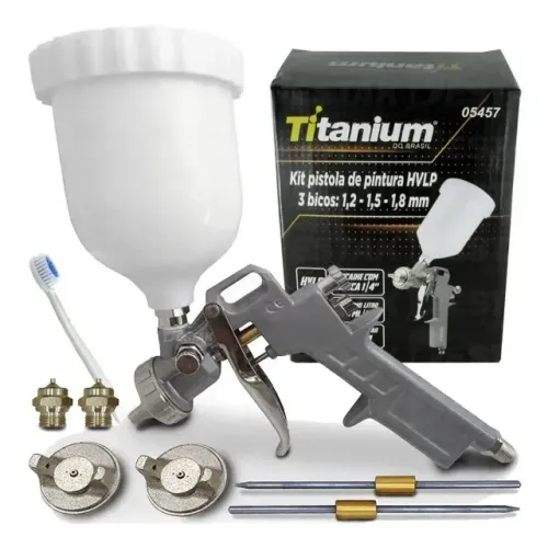 PISTOLA PINTURA POR GRAVIDADE 3 BICOS 1,2MM, 1,5MM 1,8MM - TITANIUM