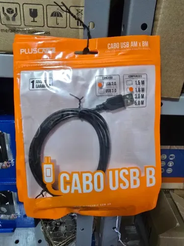 Cabo USB B para Impressora USB 2.0 1,8 metros
