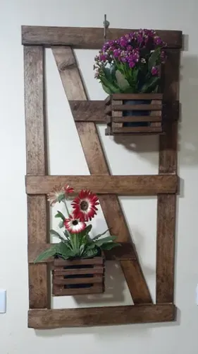 Painel Floreira Jardim Vertical Madeira Stain 112 X 54 cm