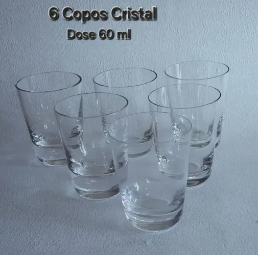Jogo Com 6 Copos em fino Cristal, Para Dose 60 ml.