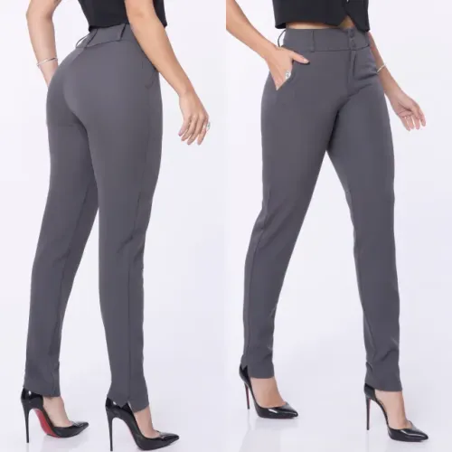 Calça Social Feminina Cinza para Uniforme
