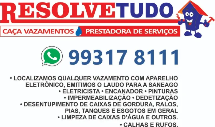 Localização de vazamento, encanador, eletricista 