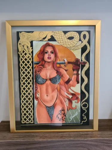 Arte original Red Sonja da artista Nathalie Braconnot