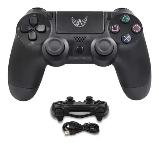 Controle Play 4 Com Fio Compatível Ps4 Led Videogame Pc Note Cor Preto