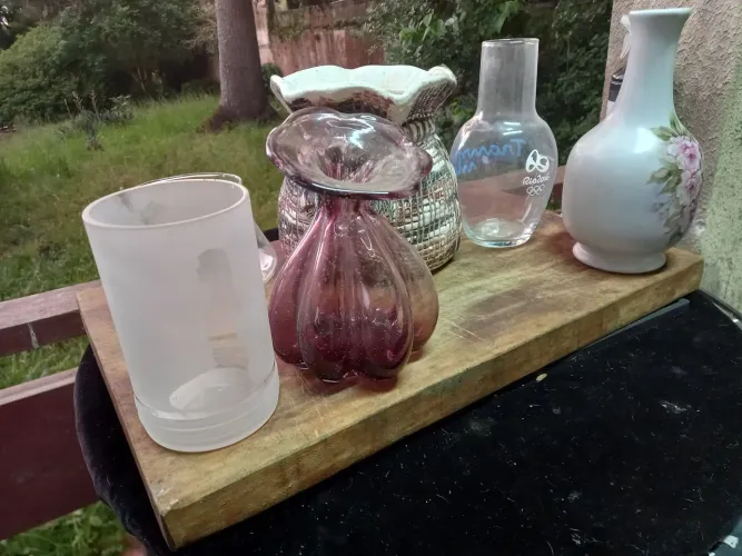 Lote de vazos de vidro