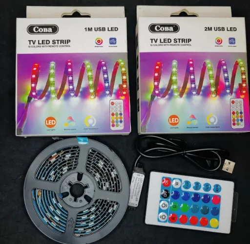 Fitas de LED para TV 1M e 2M - 16 Cores com Controle Remoto