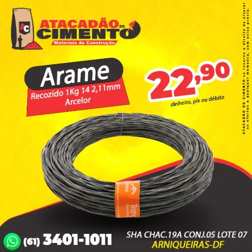 Arame Recozido 1Kg 14 2,11mm Arcelor
