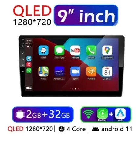 Multimidia veicular Android Qled 9" polegadas