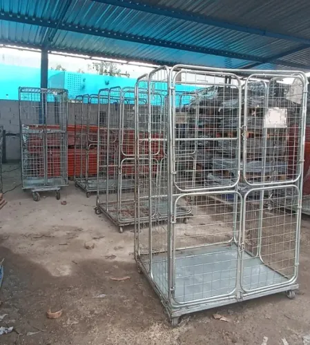 Carrinho Aramado Dobrável Gaiola com rodízio