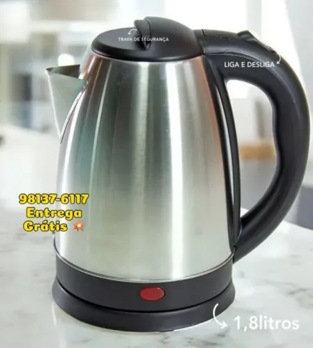 Chaleira Inox Sofisticada Eletrica - Esquenta em até 3 min / Entrega das 9 até as22rs