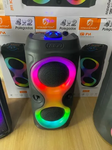 Caixa de Som grande Bluetooth H'MASTON 4x2 Polegadas com LED 40 centímetros de altura