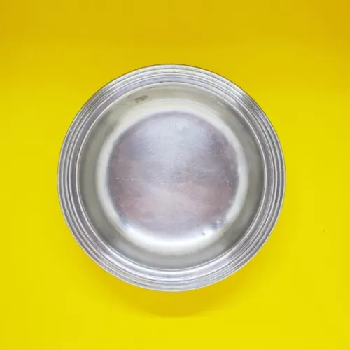 Bandeja Travessa Redonda Média Inox (Borda com Relevos Circulares)