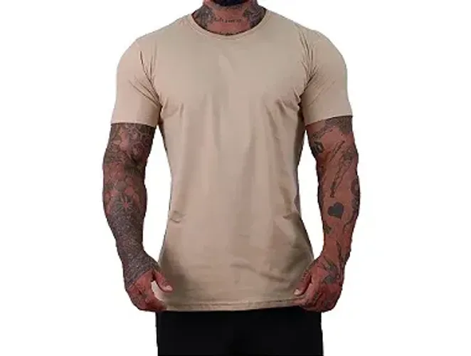 Camiseta Tradicional Masculina Fio 40.1 Cotton Premium Bege Areia - Tamanho P,M,G,GG ou EG