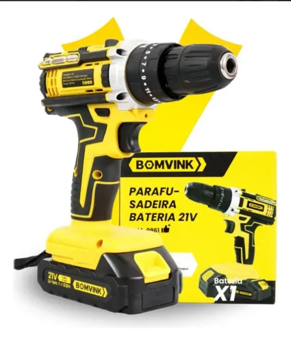 Parafusadeira/Furadeira 21V com Bateria - BOMVINK
