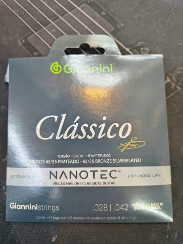 Encordoamento Giannini clássico nanotec alta tensão violão clássico nylon MPB cobre prata