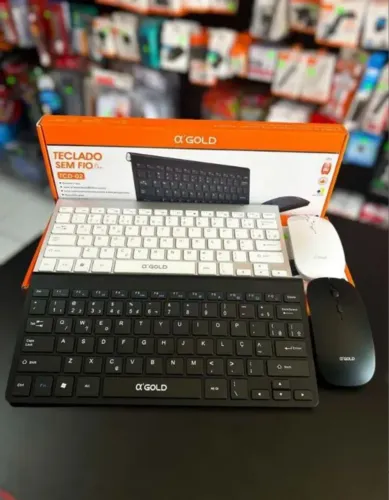 Teclado e mouse sem fio compacto