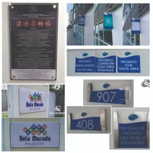 Placas de sinalização ambientes interno e externo 