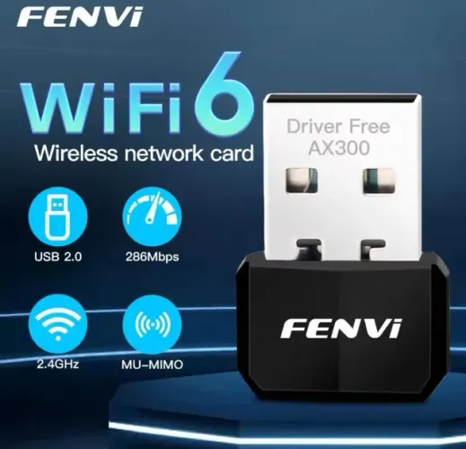 Adaptador USB Wifi 6 AX300 2.4GHz 286Mbps Fenvi Para Computador Notebook PC