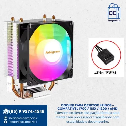 Cooler para Desktop Colorful 4 pinos - Compatível 1700 / 115X / 1200 / AMD