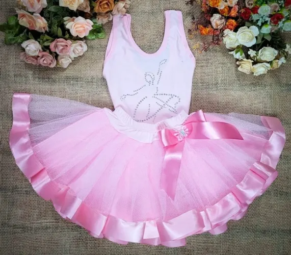 Conjunto Tutu Bailarina Rosa - Perfeito para sua Princesa!
