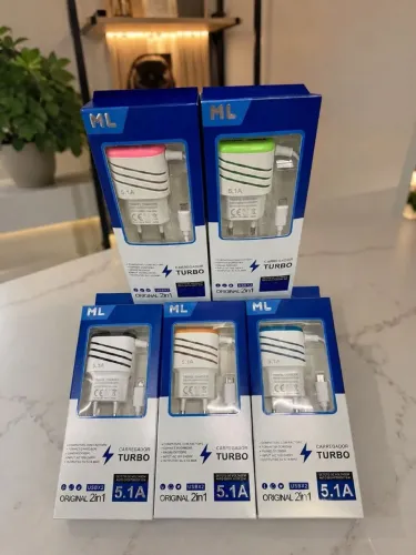Carregador TURBO 2 em 1 5.1 com cabo USB