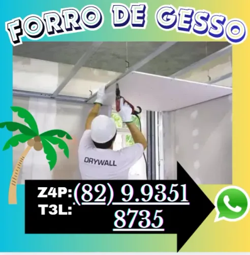 Forro drywall Forro modular Forro vinílico Gesso Gesseiro