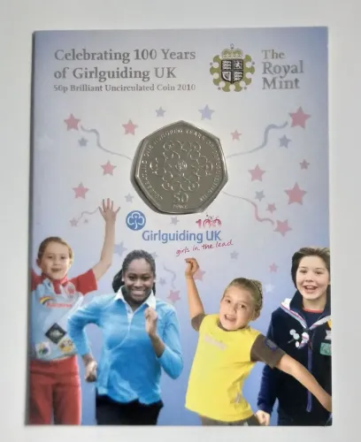 MOEDA DO REINO UNIDO, COMEMORATIVA 100 ANOS DO GIRLS GUIDES. MOEDA FLOR DE CUNHO.