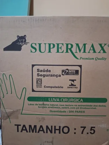 Caixa luvas cirurgias tm 7.5 com 200 pares super Max 