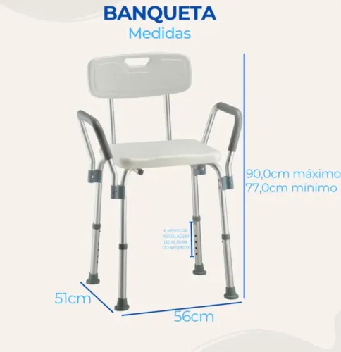 Banqueta de banho regulável e reforçada