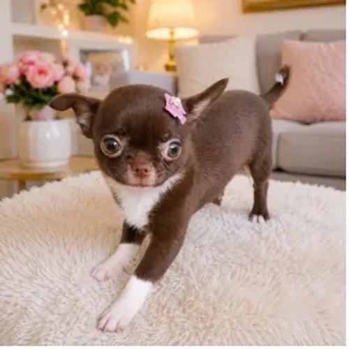 Chihuahua Mini - Fêmea Chocolate pelo curto