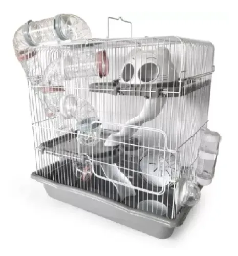 Gaiola Safari Gigante Hamster Comedouro Bebedouro 3 Andares Cor cinza + Bola