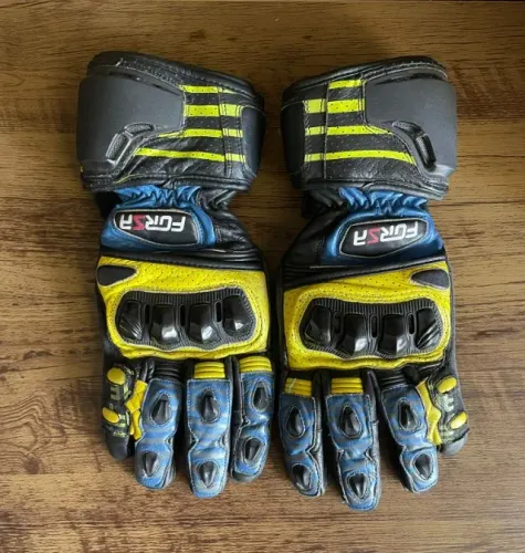 LUVA FORZA RACING PRÓ REVERB - PRETO AZUL AMARELO - SIZE: L 