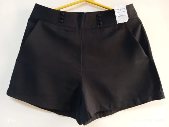 SHORT PRETO FEMININO P - MARCA ALLEXIA PHILIP MONICA (NOVO)