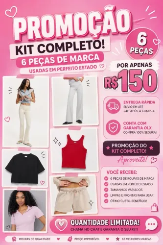 PROMOÇÃO! 6 PEÇAS DE MARCA POR APENAS R$150