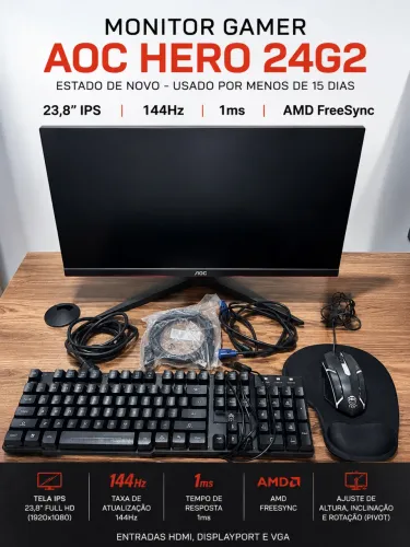 Monitor Gamer AOC Hero 24G2 23,8 IPS 144Hz - Estado de Novo
