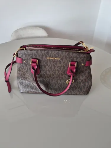 Bolsa Michael kors Original Aria Satchel logo MK marrom + Berry / Pink- pouco uso+Dust Bag