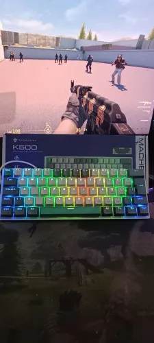 Teclado Gamer Mecânico 60% K500-b61 Switch Azul
