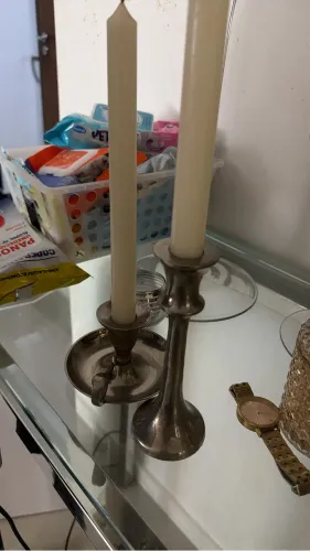 Velas e suporte aço metal conjunto 