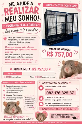 vaquinha para gaiola 