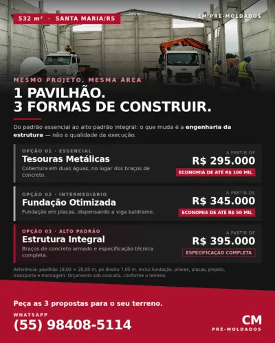 Construção de Pavilhão Pré-Moldado 532m² - Santa Maria/RS