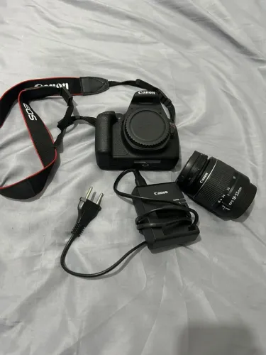 camera canon t5 com lente do kit 18-55mm, bateria e carregador, cartão de memória
