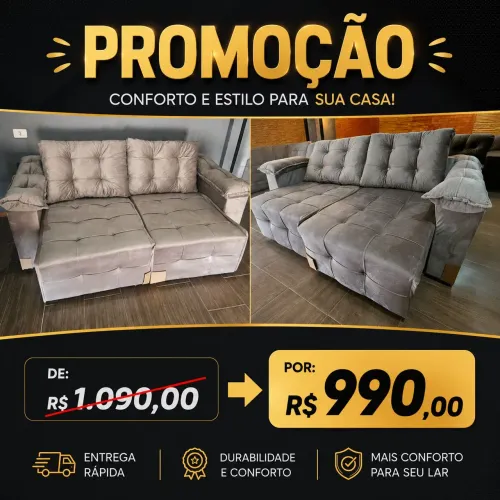 SOFÁ RETRÁTIL - NOVO / ENTREGAMOS