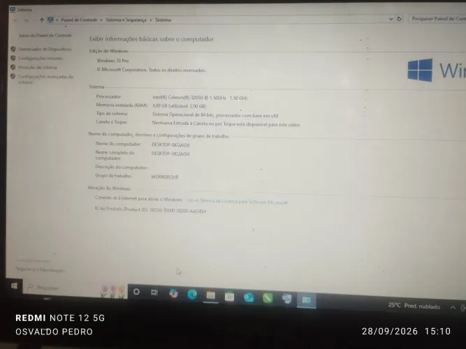 Notebook Samsung NO370E, HD 250 GB 4 GB de memória, teclado não funciona