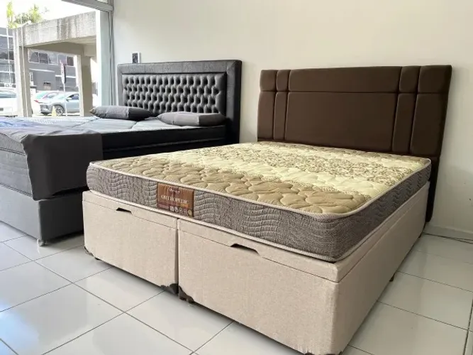 Cama Box Baú Queen Nova Colchão de Espuma Semi Ortopédica Sankonfort Pronta Entrega!