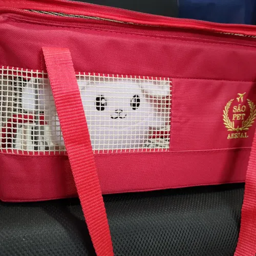 Bolsa estruturada de transporte para pets da São Pet Aerial vermelha nova viagens aéreas