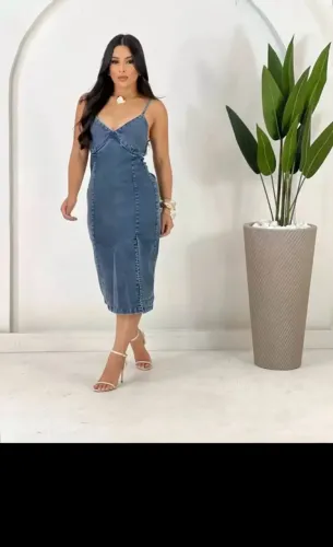 Vestido mídi jeans novo tamanho M