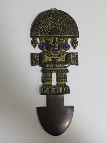 Abre Cartas Vintage Inca Tumi Peruano 26cm Metal Decorativo Parede Retrô